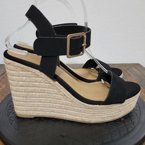Soda Ankle Strap Open Toe Wedge Sandals